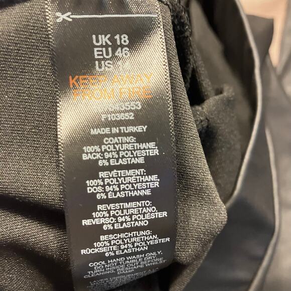 Topshop Maternity Faux Leather Leggings US 14 Black High Rise Stretch Pants - Picture 7 of 13